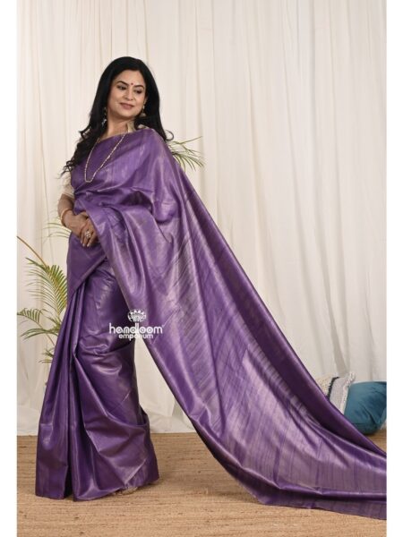 Purple Gheencha Pure Tussar Silk Saree