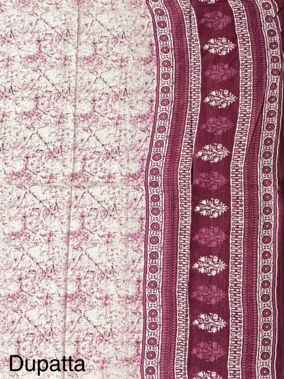 Wine Block Print Jaipuri Cotton suit