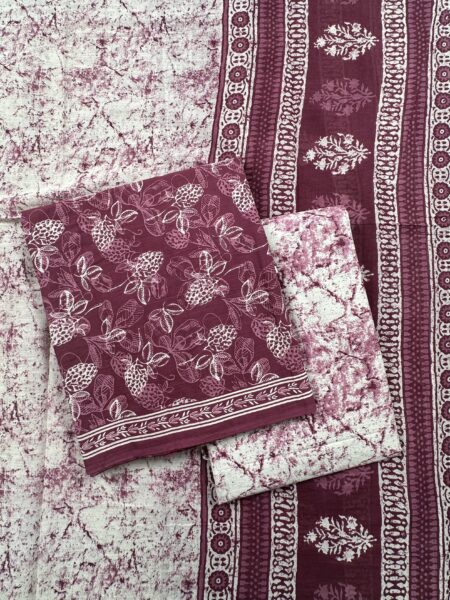 Wine Block Print Jaipuri Cotton suit