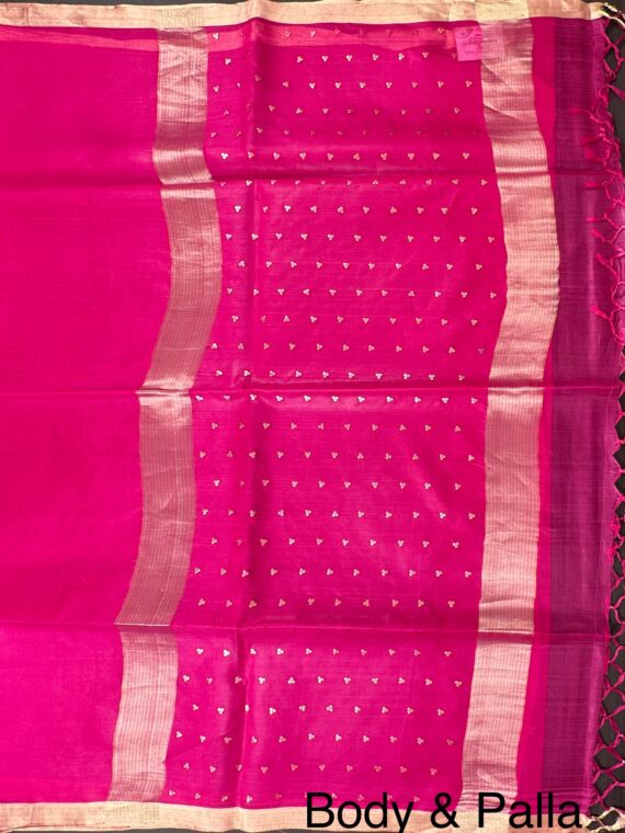 Rani Pink Pure Organza Saree with sequins