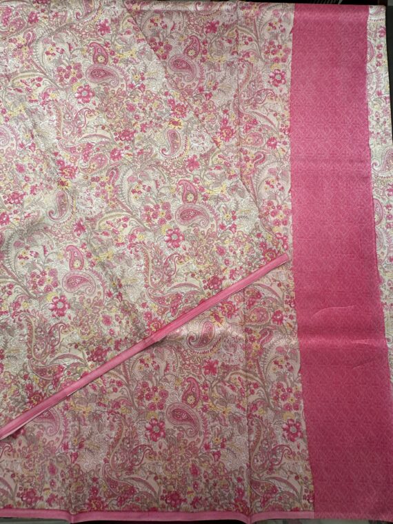 Pink Floral Printed Pure Silk Saree