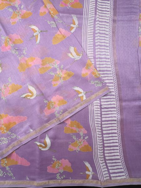 Lavender Printed Chanderi Saree