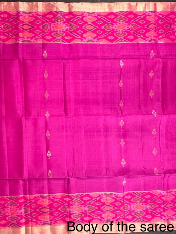 Magenta-Pink Ikkat Kolam Soft Silk Saree