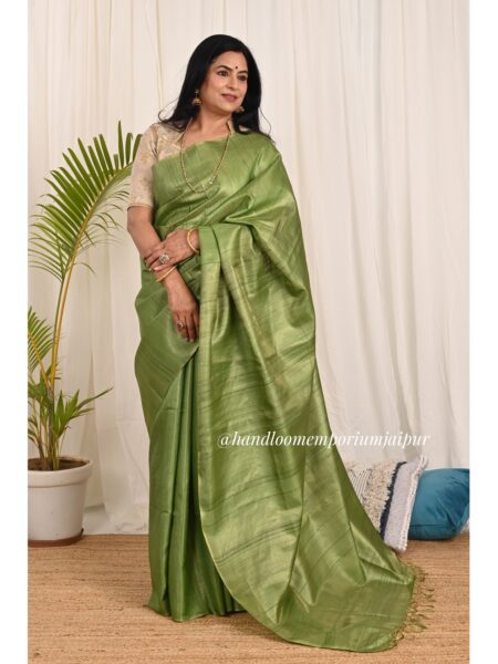 Green Gheencha Pure Tussar Silk Saree