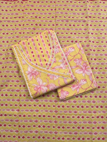 Yellow Angrakha Printed Jaipuri Cotton Suit