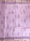 Pastel Purple Hand Block Printed Kota Doria Pure Silk Saree