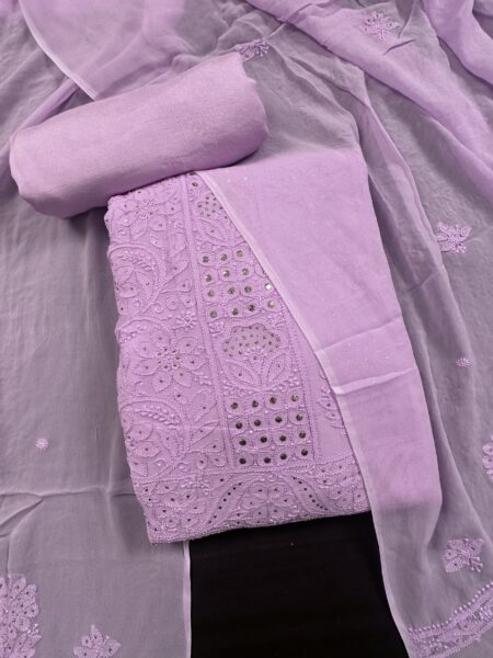 Lilac Chikankari Blended Georgette Suit