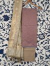Lilac and Beige Jacquard Handloom Cotton 3-Piece Suit