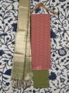 Dusky Pink and Green Jacquard Handloom Cotton 3-Piece Suit