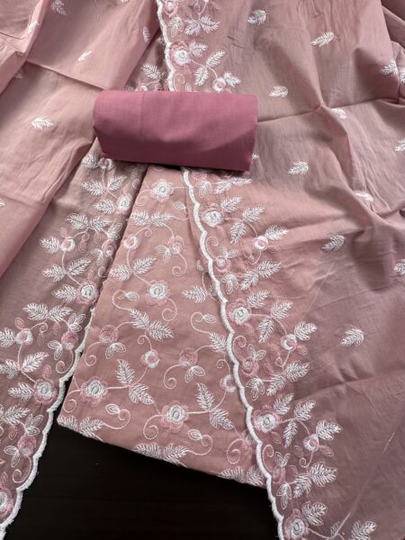 Peach Embroidered Cotton 3-Piece Unstitched Suit