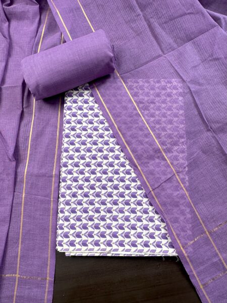 Purple Printed South Cotton Suit