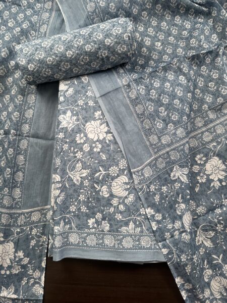 Grey Block Print Jaipuri Cotton suit