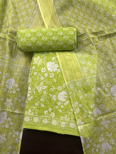 Green Block Print Jaipuri Cotton suit
