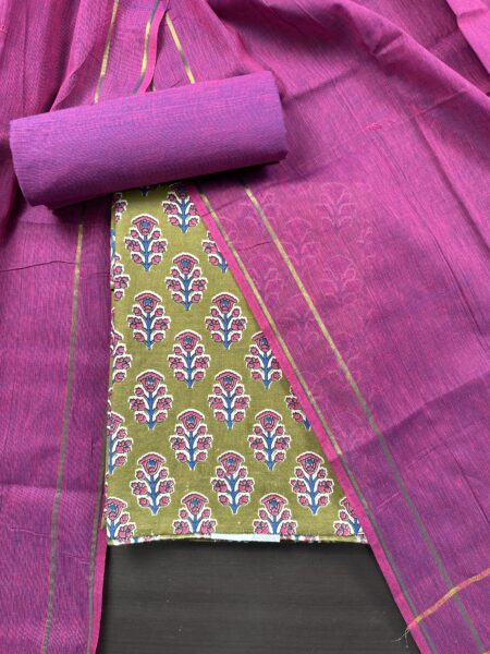 Green Kalamkari Print South Cotton Suit